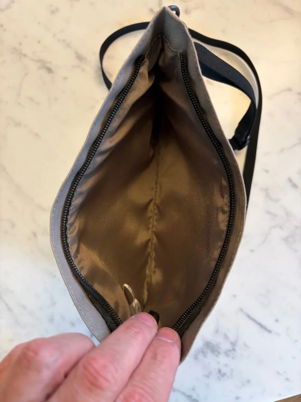 Muji Canvas Crossbody Pouch in Light Khaki - Picture 3 of 4